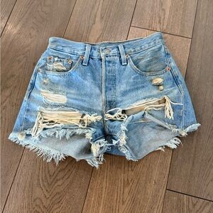 Levi’s Distressed Light Blue Denim Cutoff Shorts - Women's
